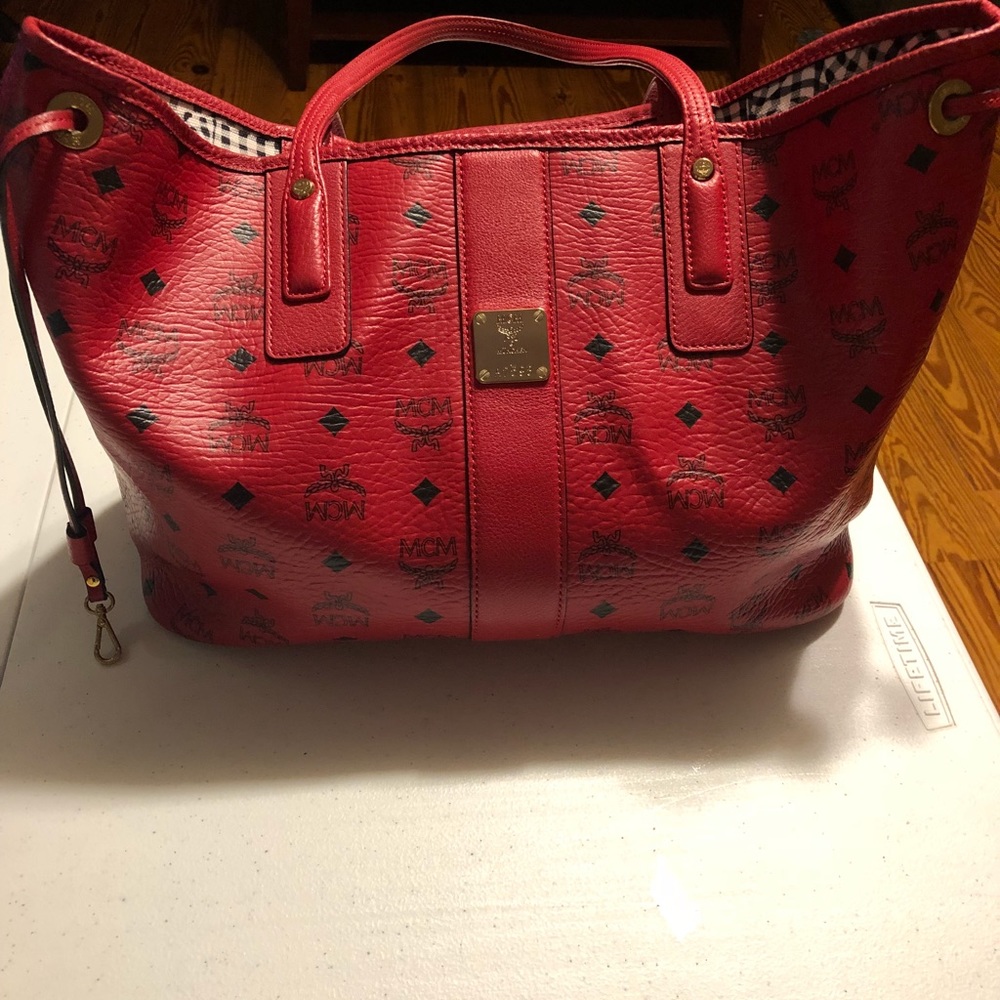 MCM large tote and matching pouch bag